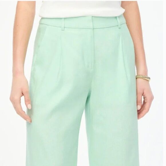 J. Crew Linen-blend wide-leg pleated trouser pant Size 12 - Picture 3 of 14